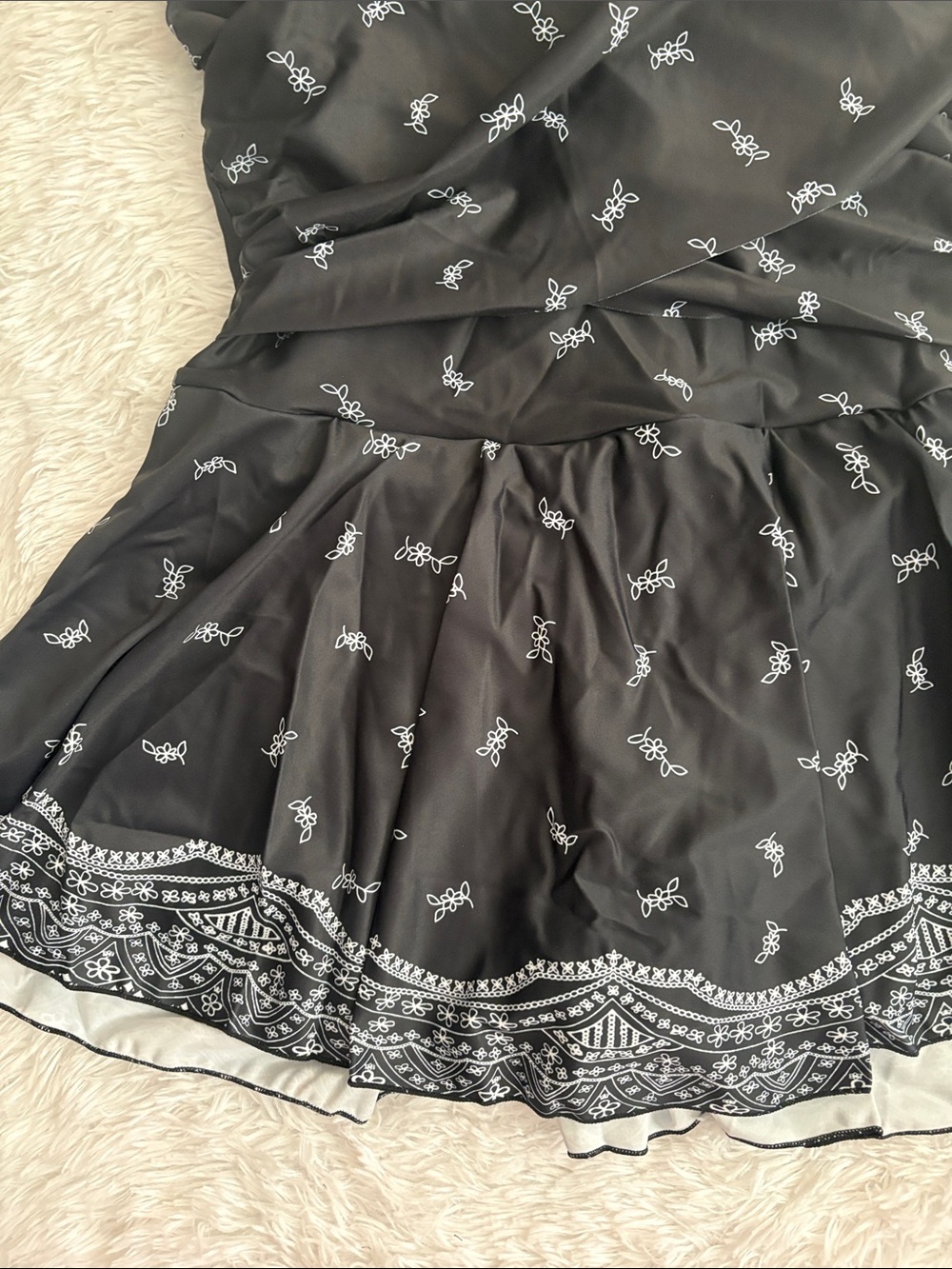 NEW American Trends Black And White Floral Cross Over Front One Piece Swim Dress - Picture 2 of 16